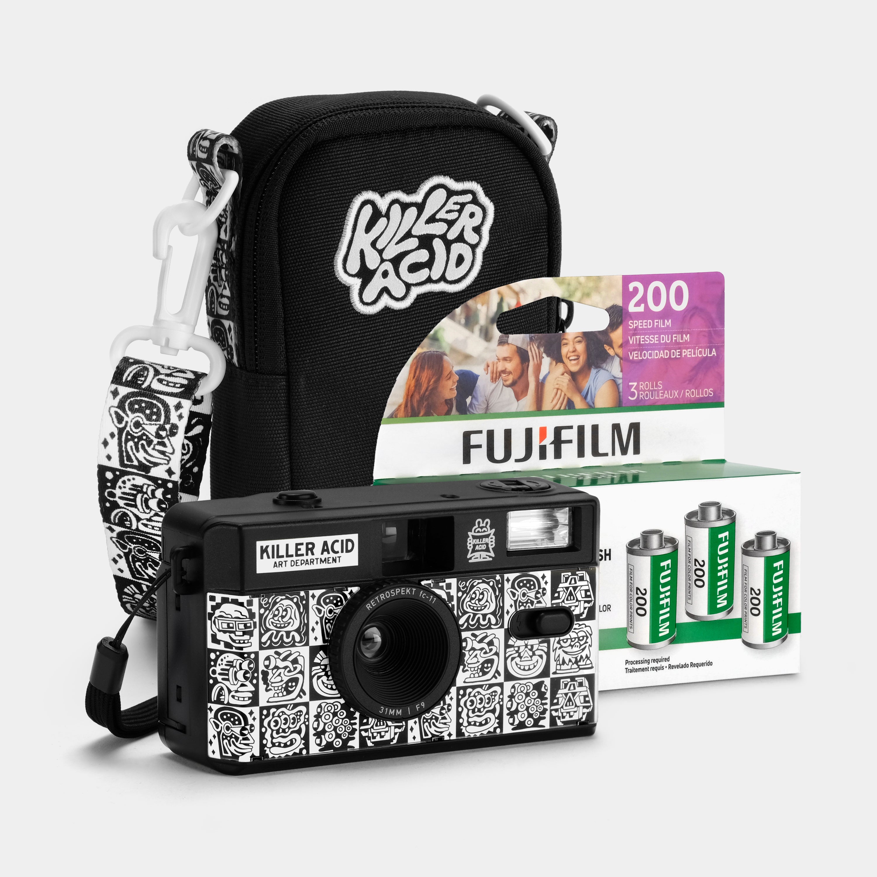 Killer Acid "Art Department" 35mm Camera, Bag and Film Bundle