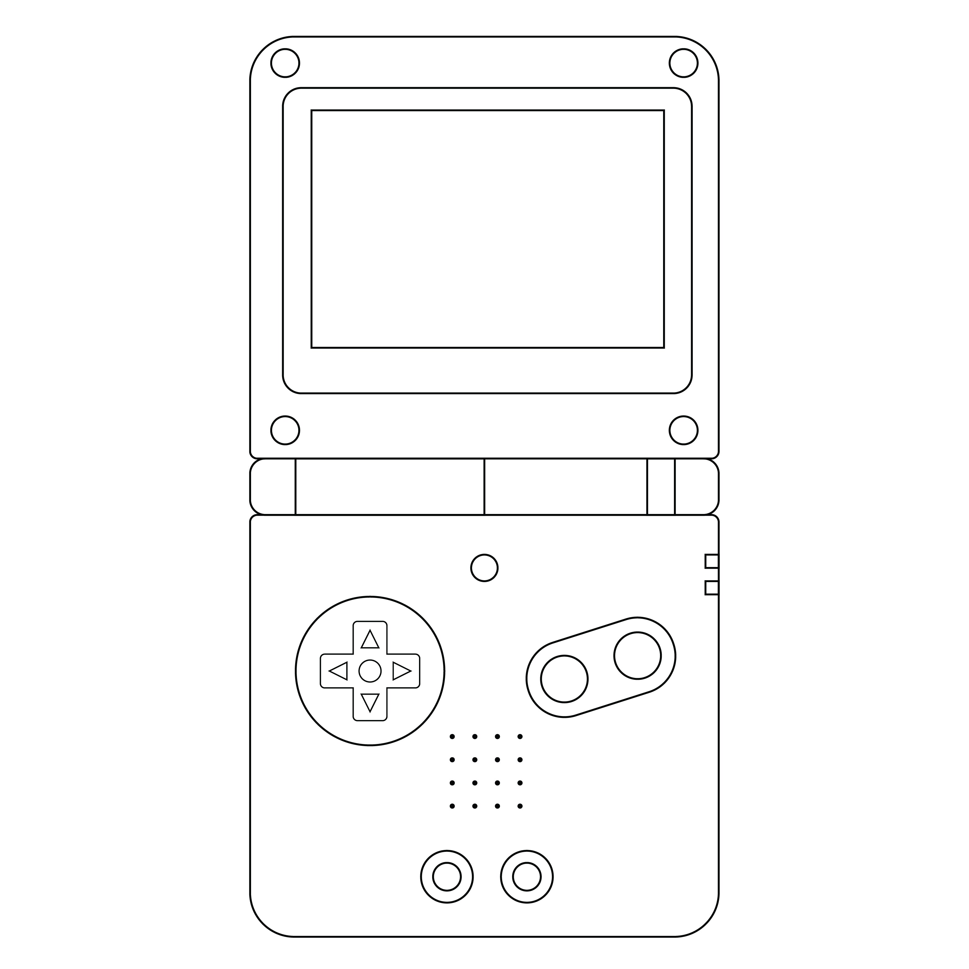 outline of game boy advance SP handheld