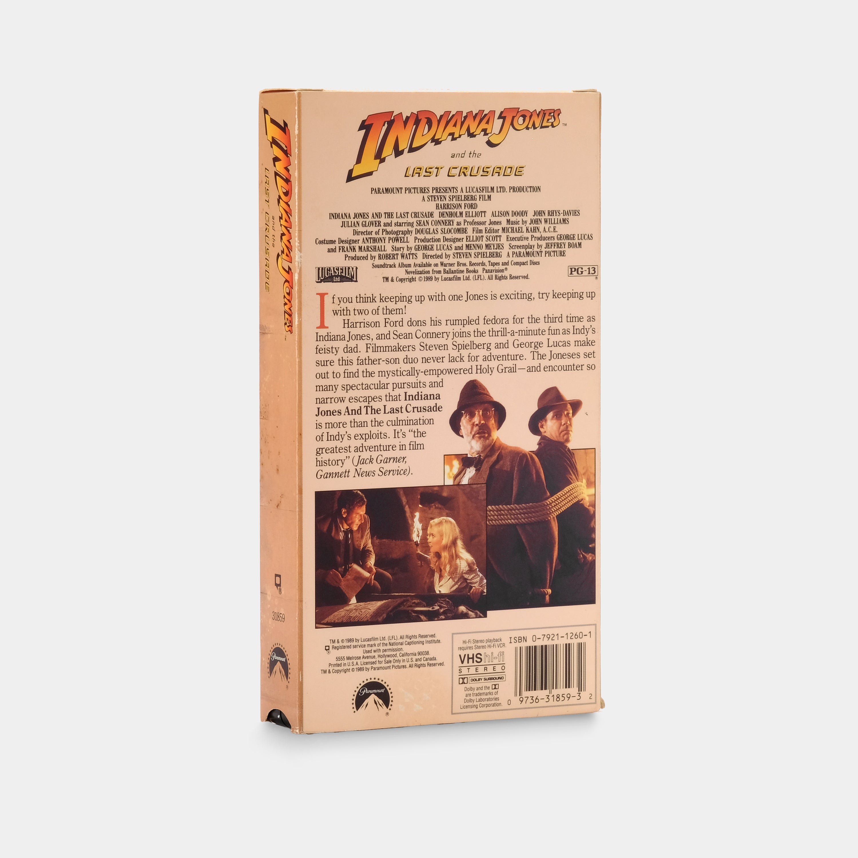 Indiana Jones and the Last Crusade VHS Tape