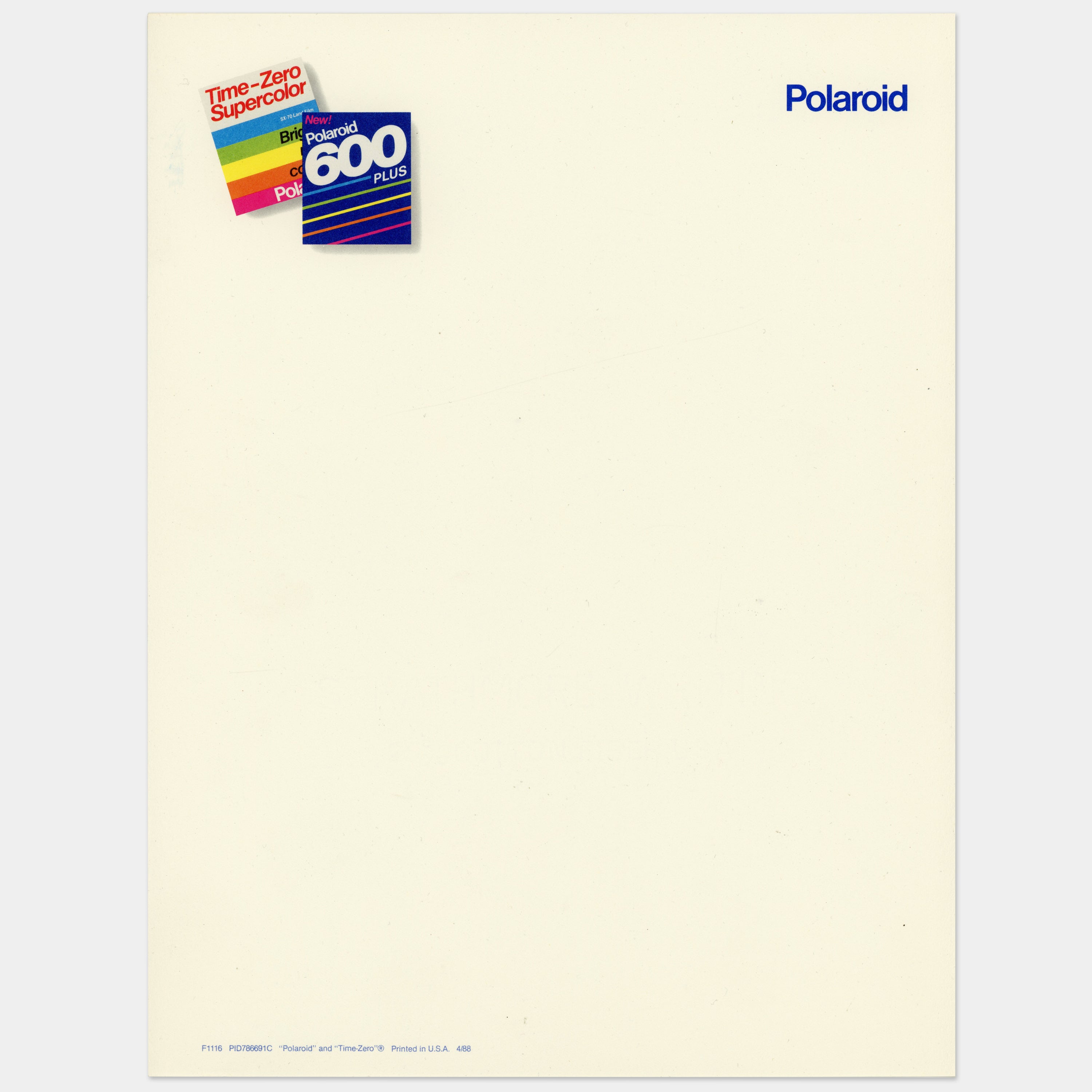 Polaroid Corporation 1988 Company Letterhead