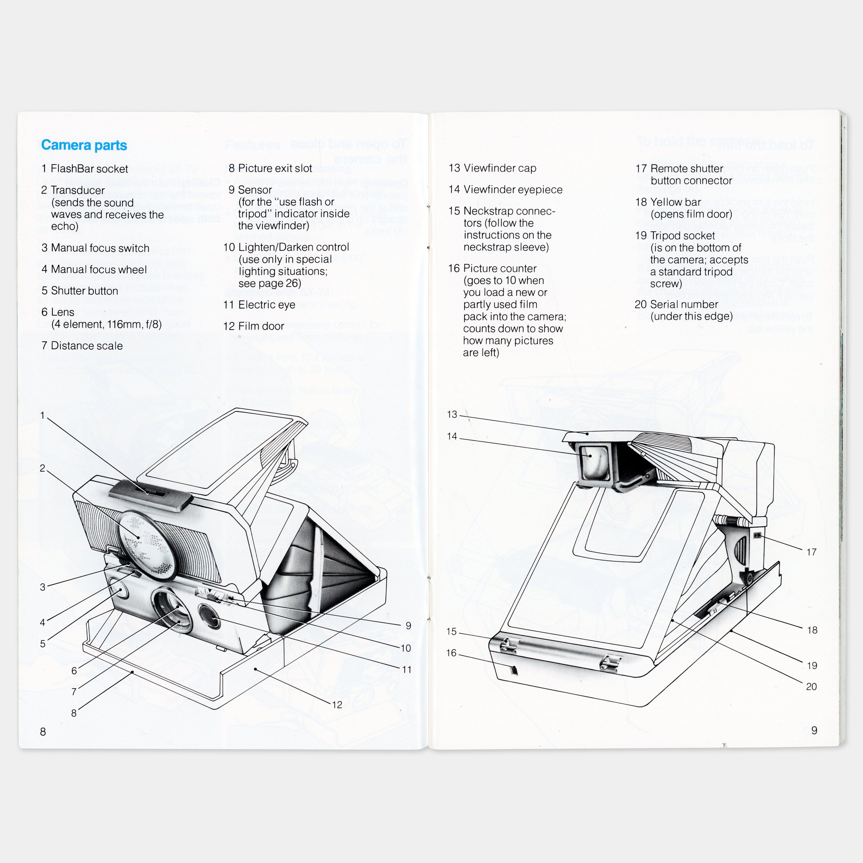 Polaroid Sonar OneStep SX-70 Land Camera SE Manual