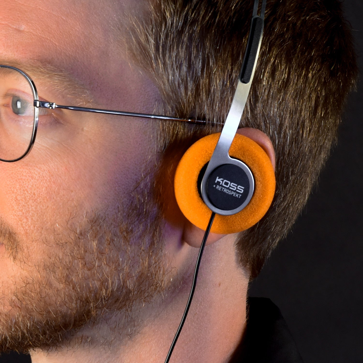 man wearing vintage inspired headphones