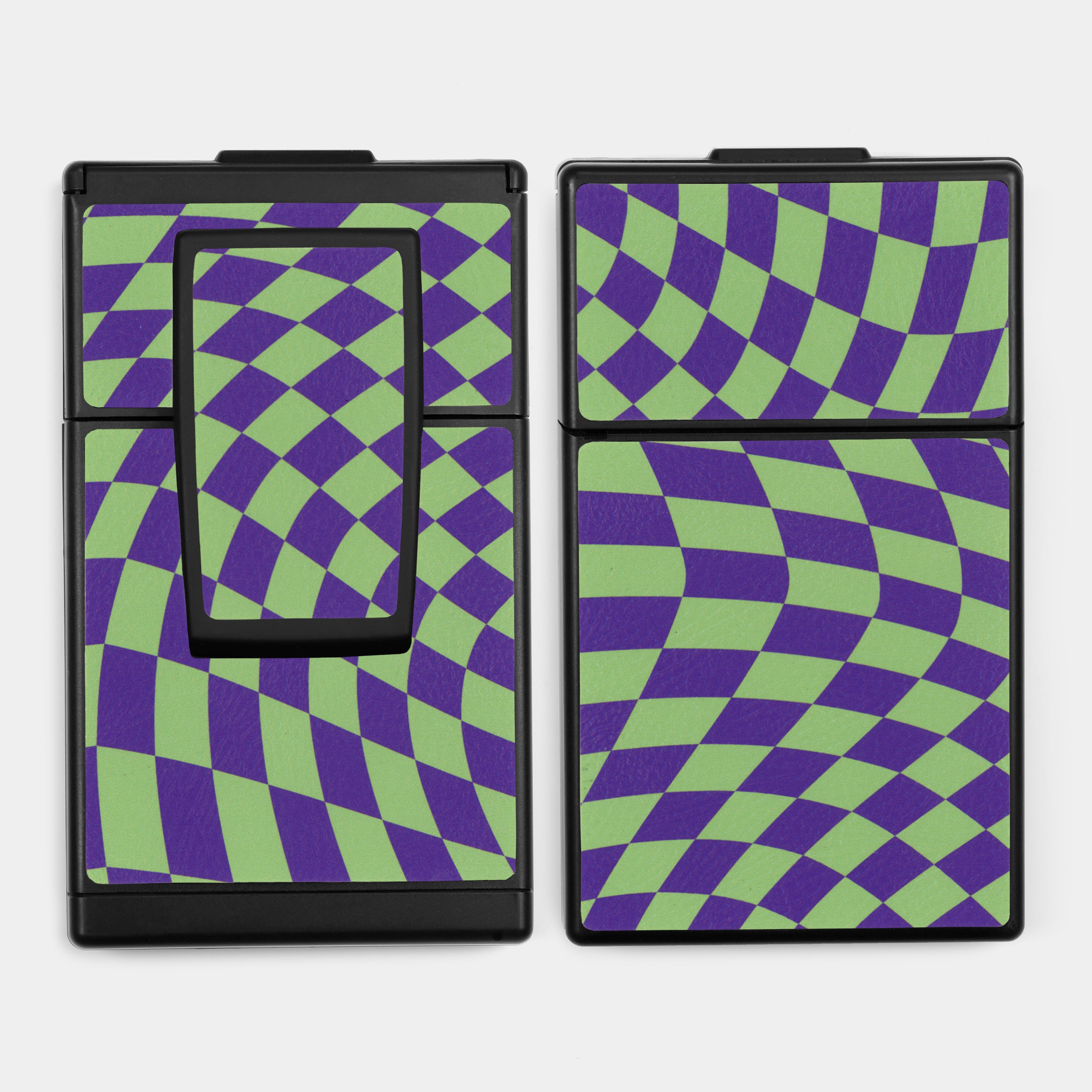 SX-70/SLR-680 Mint & Purple Wave Check Vegan Leather Camera Skins