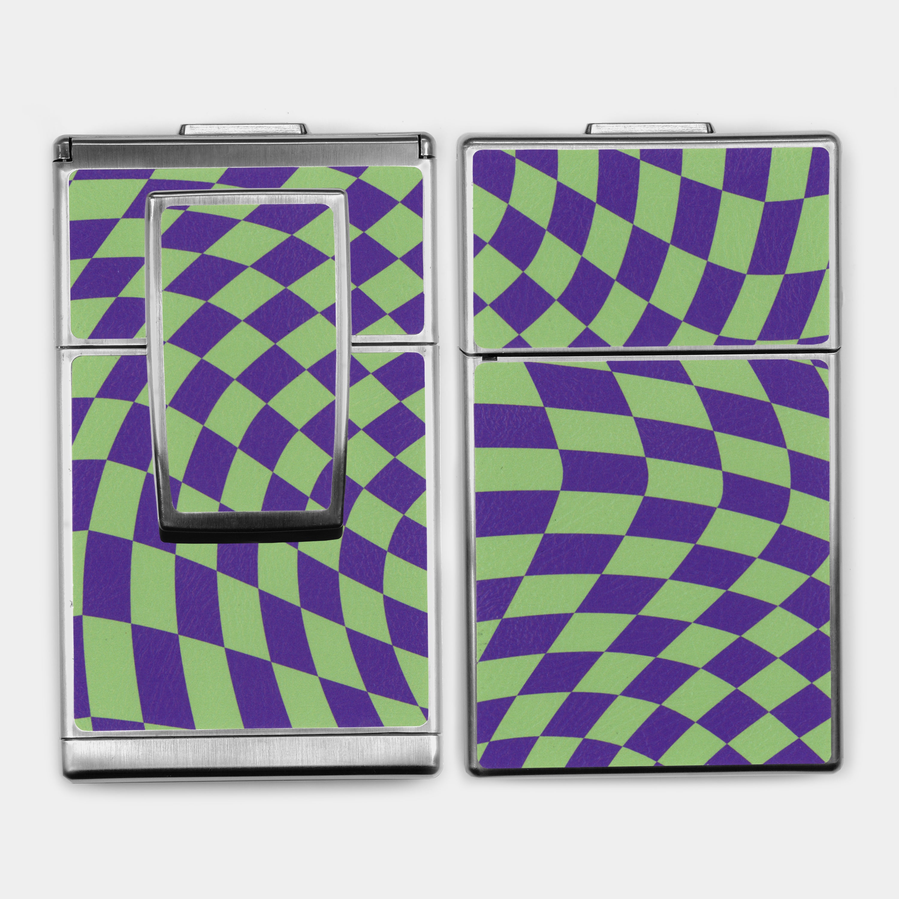 SX-70/SLR-680 Mint & Purple Wave Check Vegan Leather Camera Skins