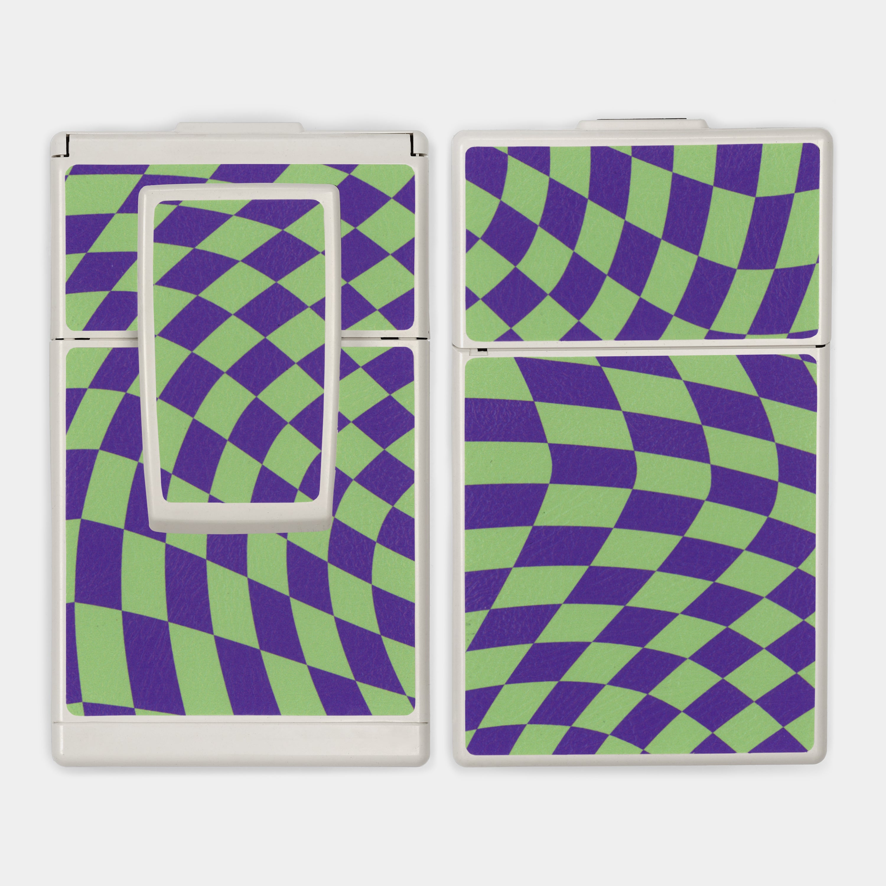 SX-70/SLR-680 Mint & Purple Wave Check Vegan Leather Camera Skins