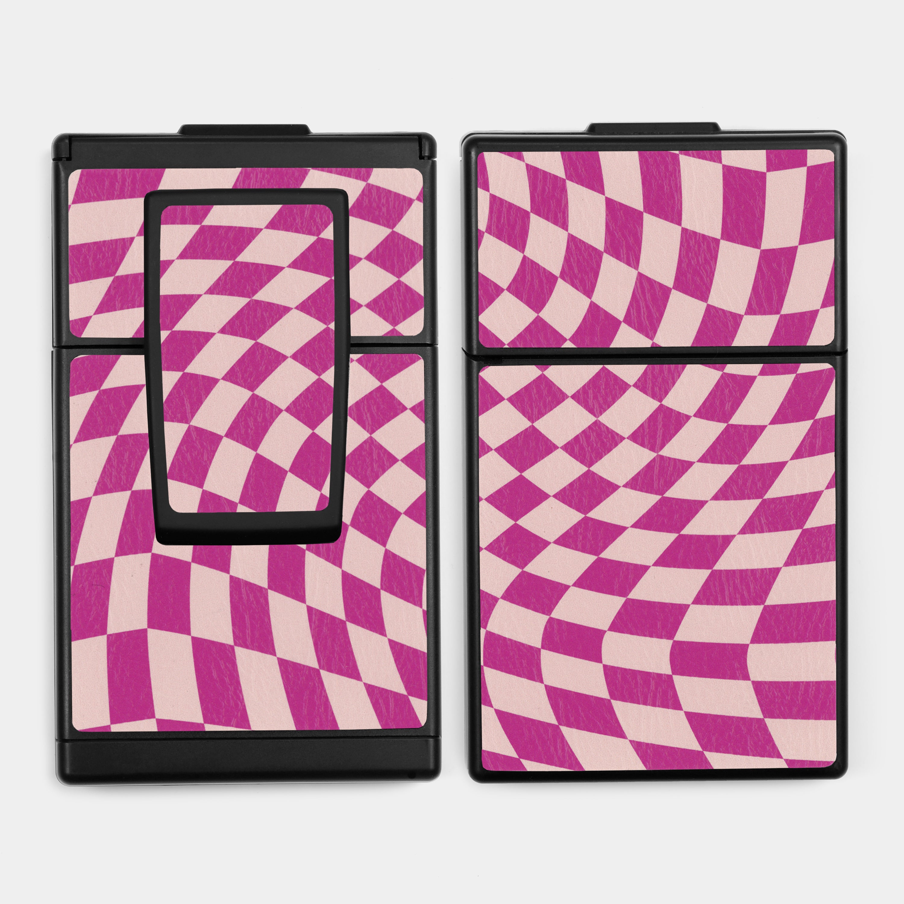 SX-70/SLR-680 Fuchsia & Pink Wave Check Vegan Leather Camera Skins