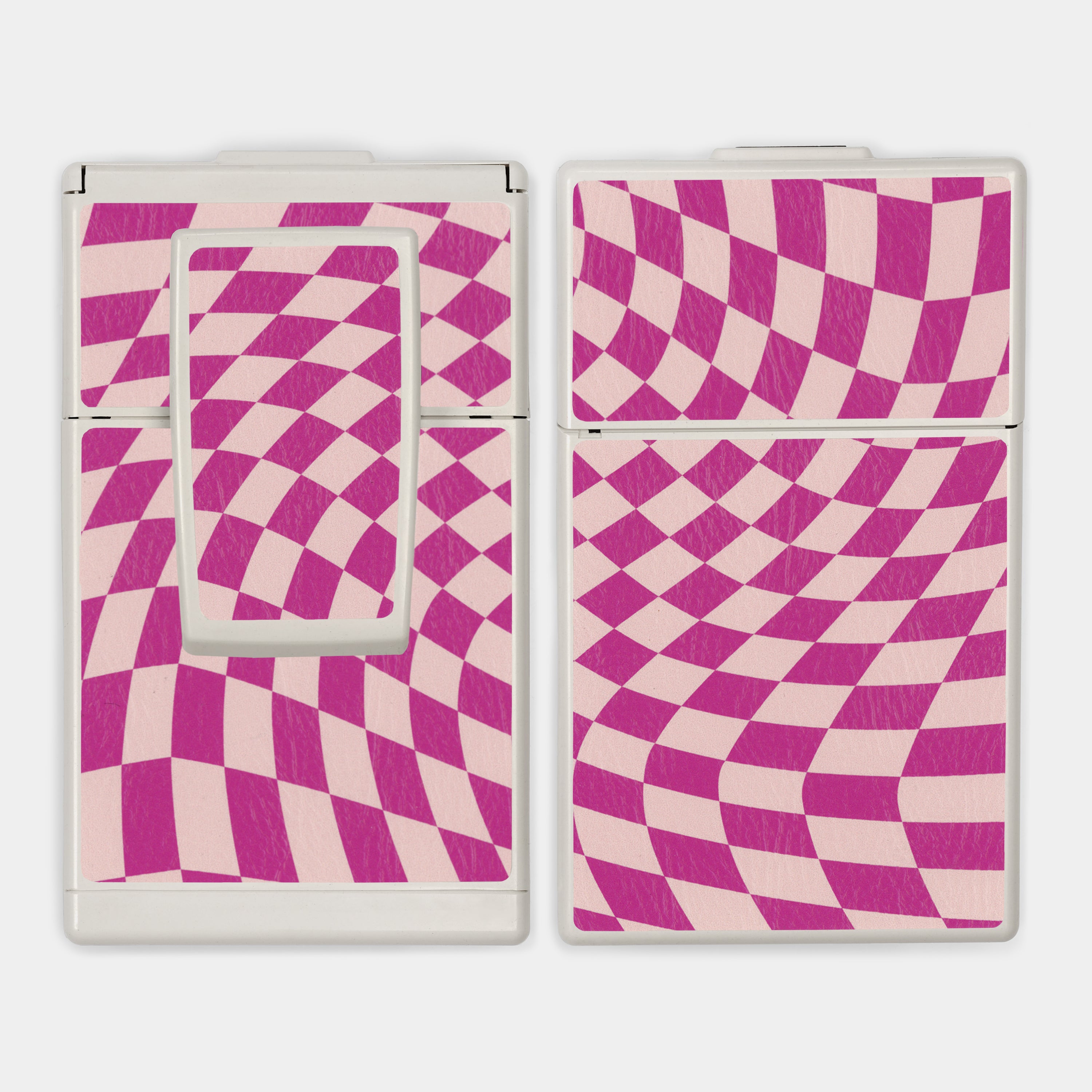 SX-70/SLR-680 Fuchsia & Pink Wave Check Vegan Leather Camera Skins