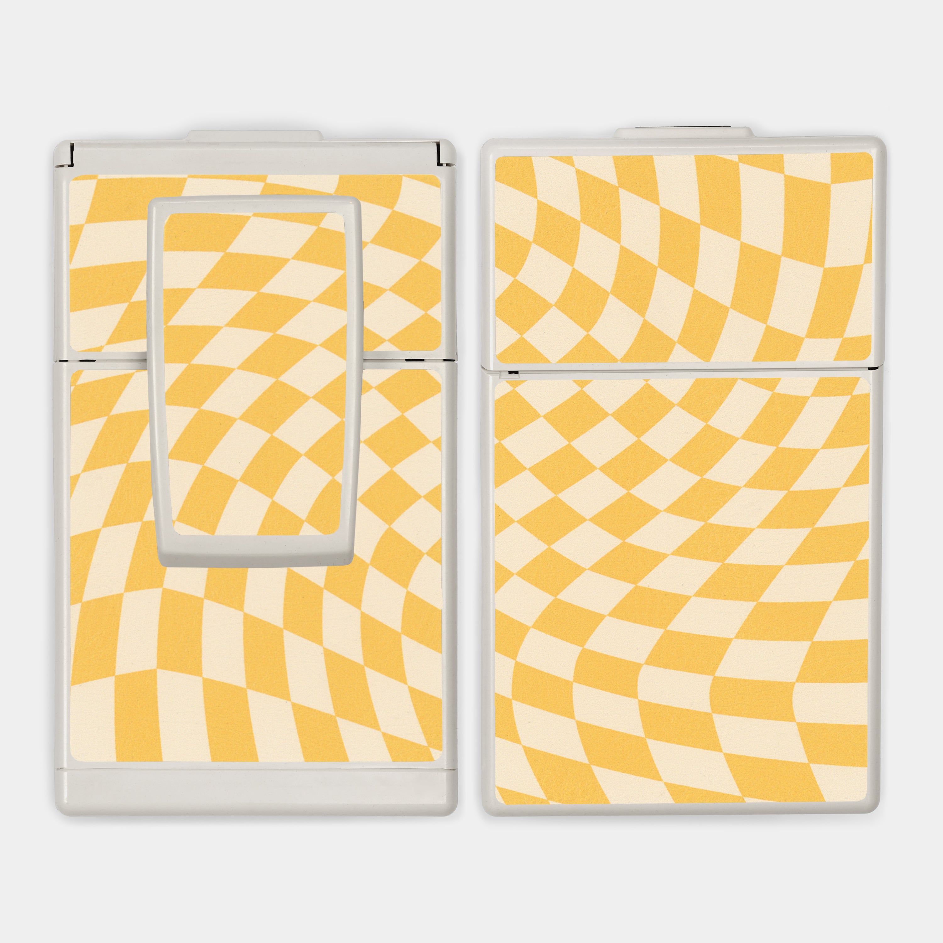 SX-70/SLR-680 Yellow & Ivory Wave Check Vegan Leather Camera Skins