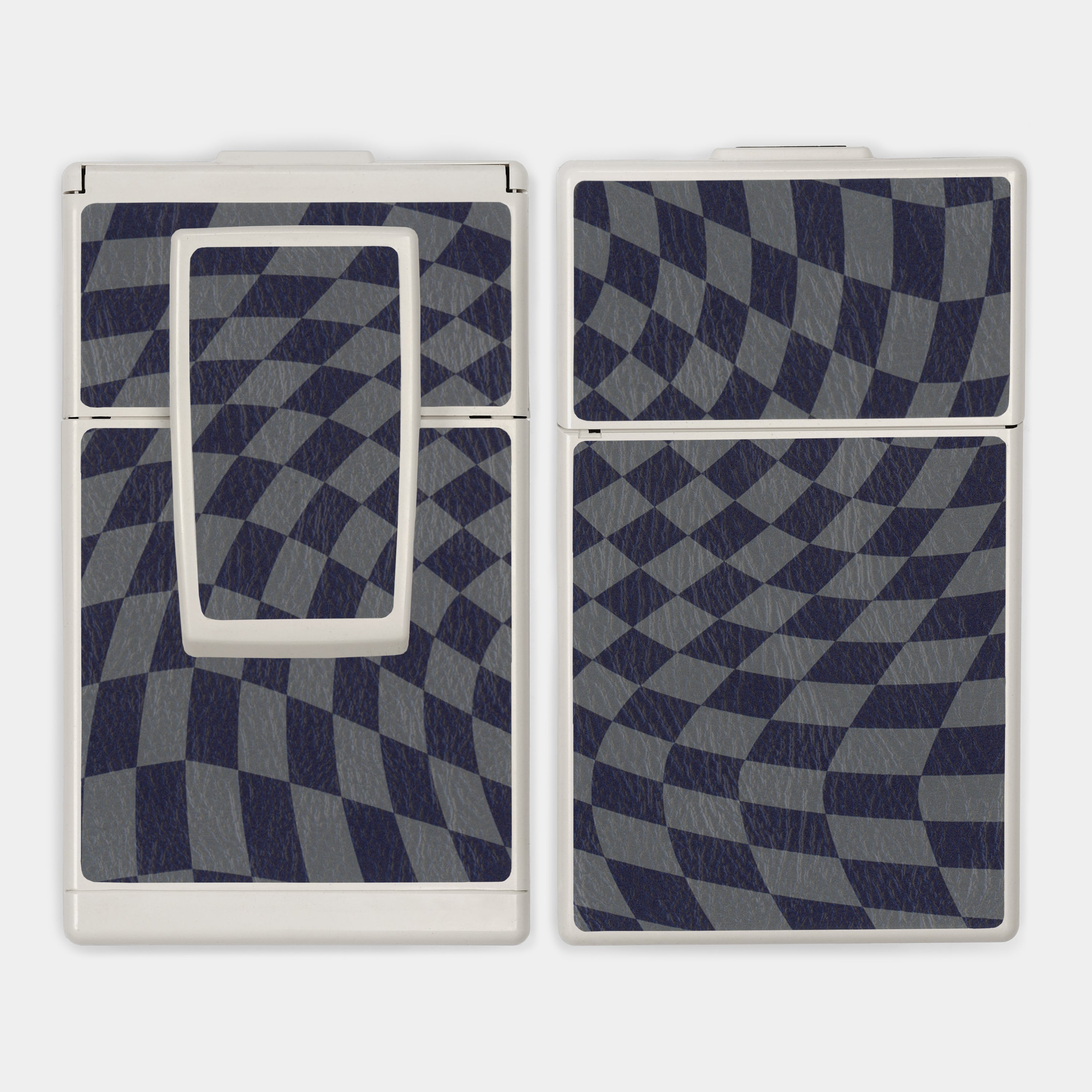 SX-70/SLR-680 Blue & Grey Wave Check Vegan Leather Camera Skins