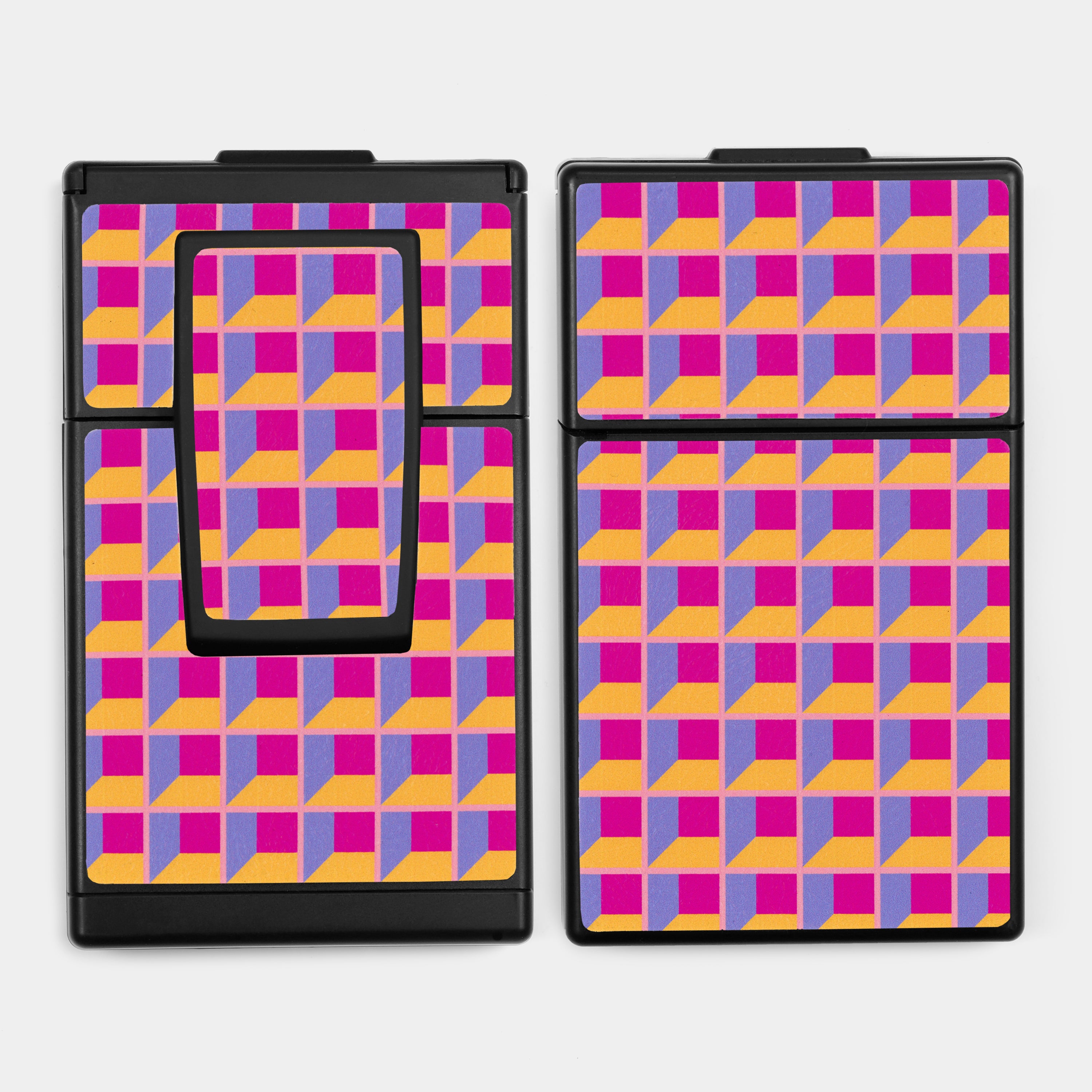 SX-70/SLR-680 Fuchsia & Orange Grid Vegan Leather Camera Skins