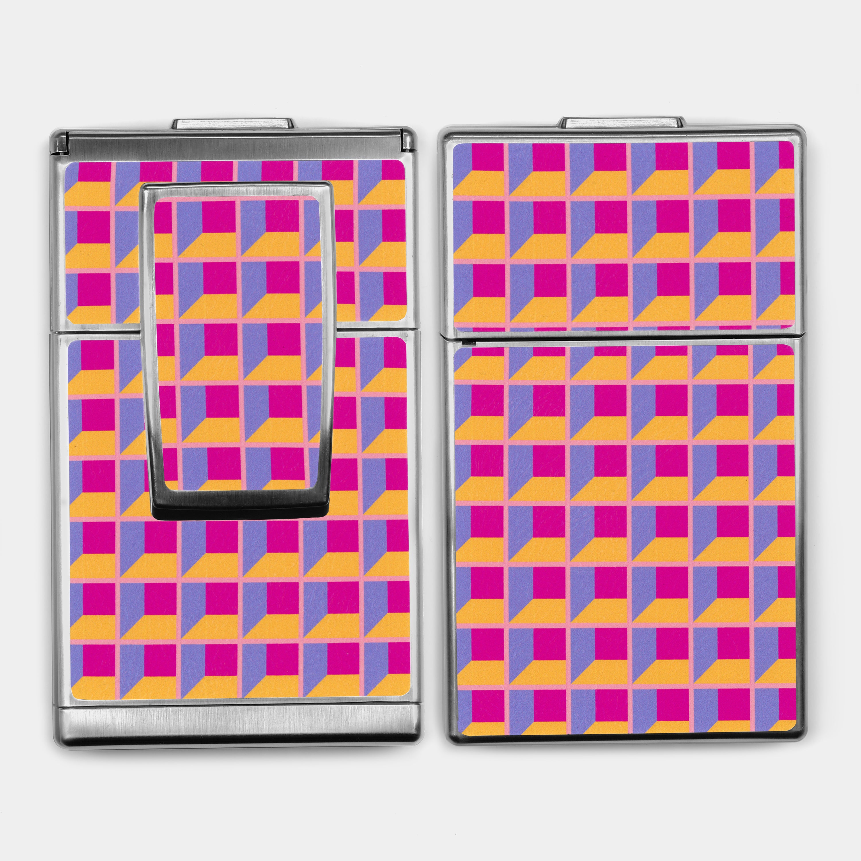 SX-70/SLR-680 Fuchsia & Orange Grid Vegan Leather Camera Skins