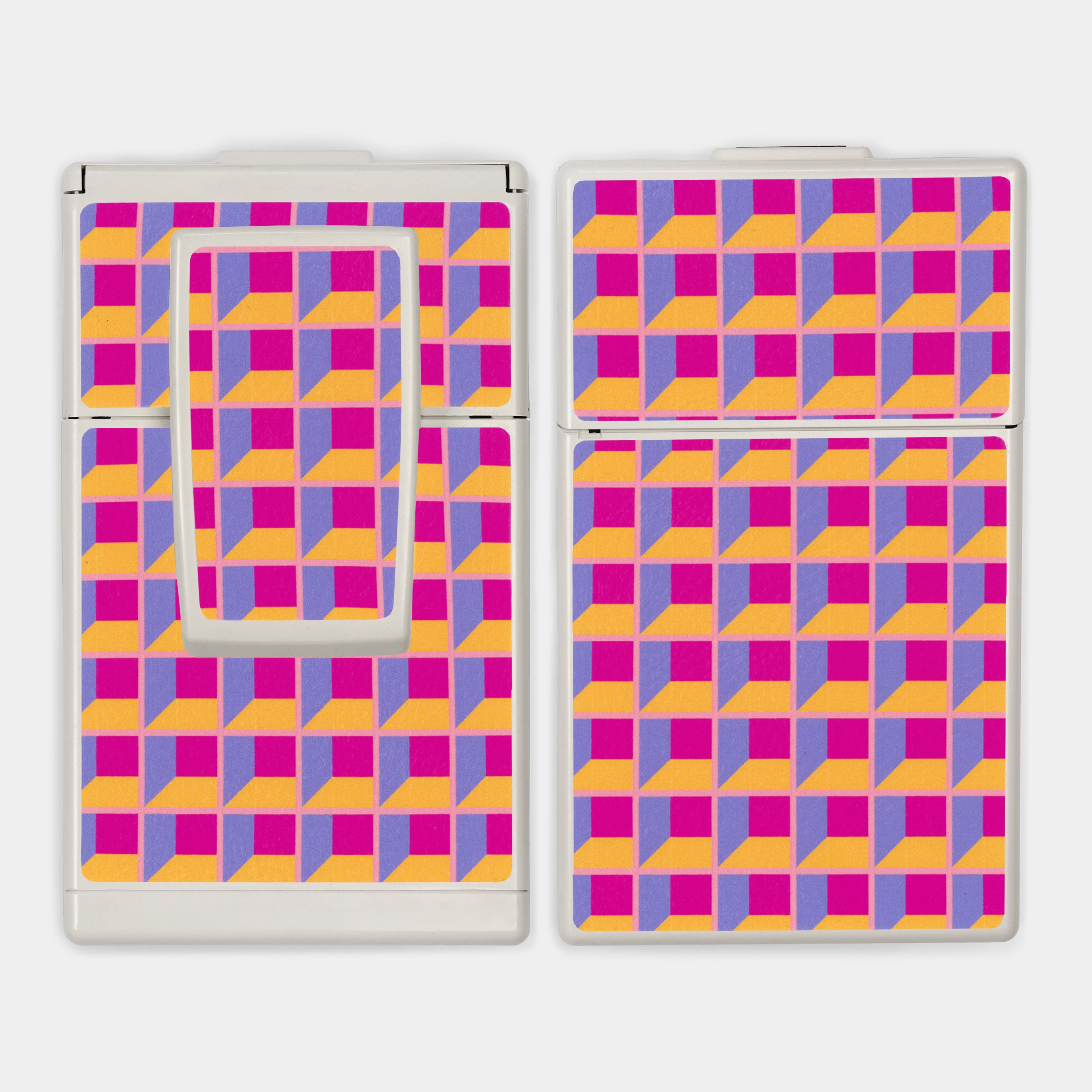 SX-70/SLR-680 Fuchsia & Orange Grid Vegan Leather Camera Skins