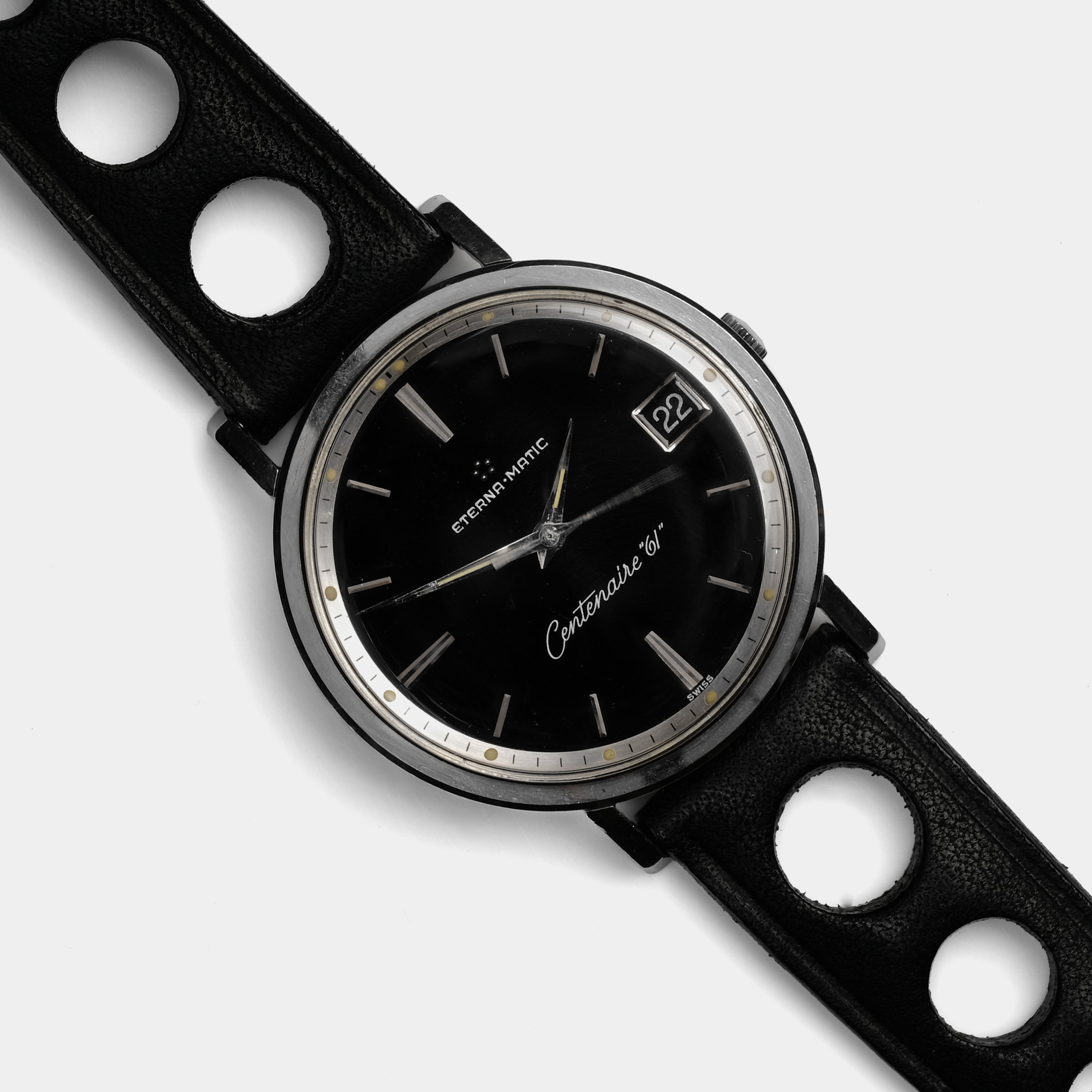 Eterna-Matic Centenaire "61" ref. 106 IVT Glossy Black "Mirror" Dial Circa 1963 Wristwatch