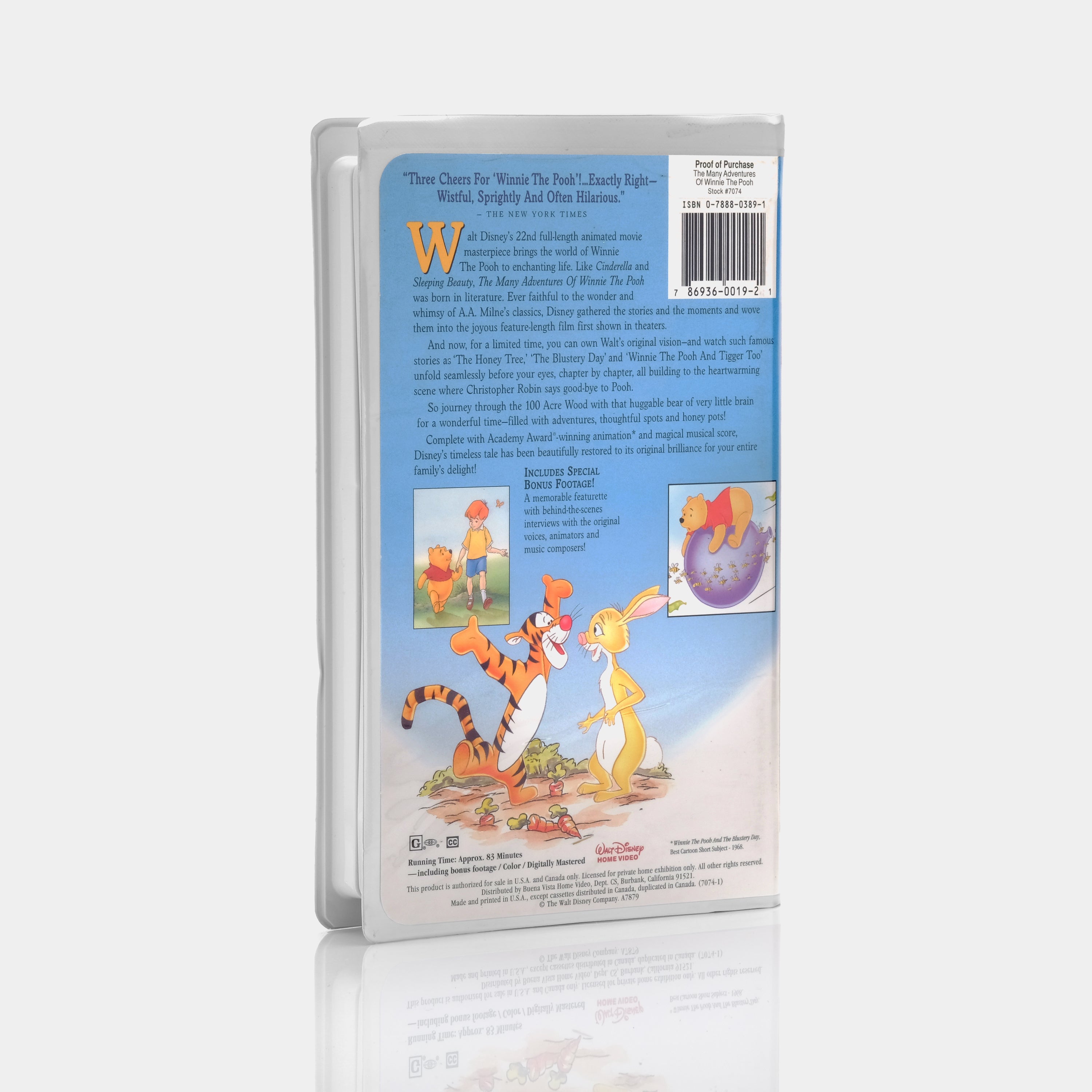 Disney's The Many Adventures Of Winnie The Pooh VHS Tape